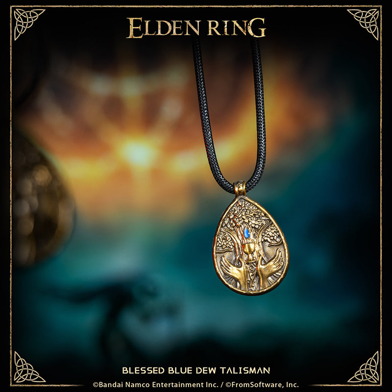 Starforged ELDEN RING Blessed Dew Talisman & Blessed Blue Dew Talisman Accessories Game Merchandise Officially Authorized Blessed Dew TalismanTalisman depicting a drop of the Erdtree's sap, a blessed boon.Gradually restores HP.It was once thought that the blessed sap of the Erdtree would drip from its boughs forever--but that age of plenty swiftly came to a close, and with time, the Erdtree became more an object of faith.